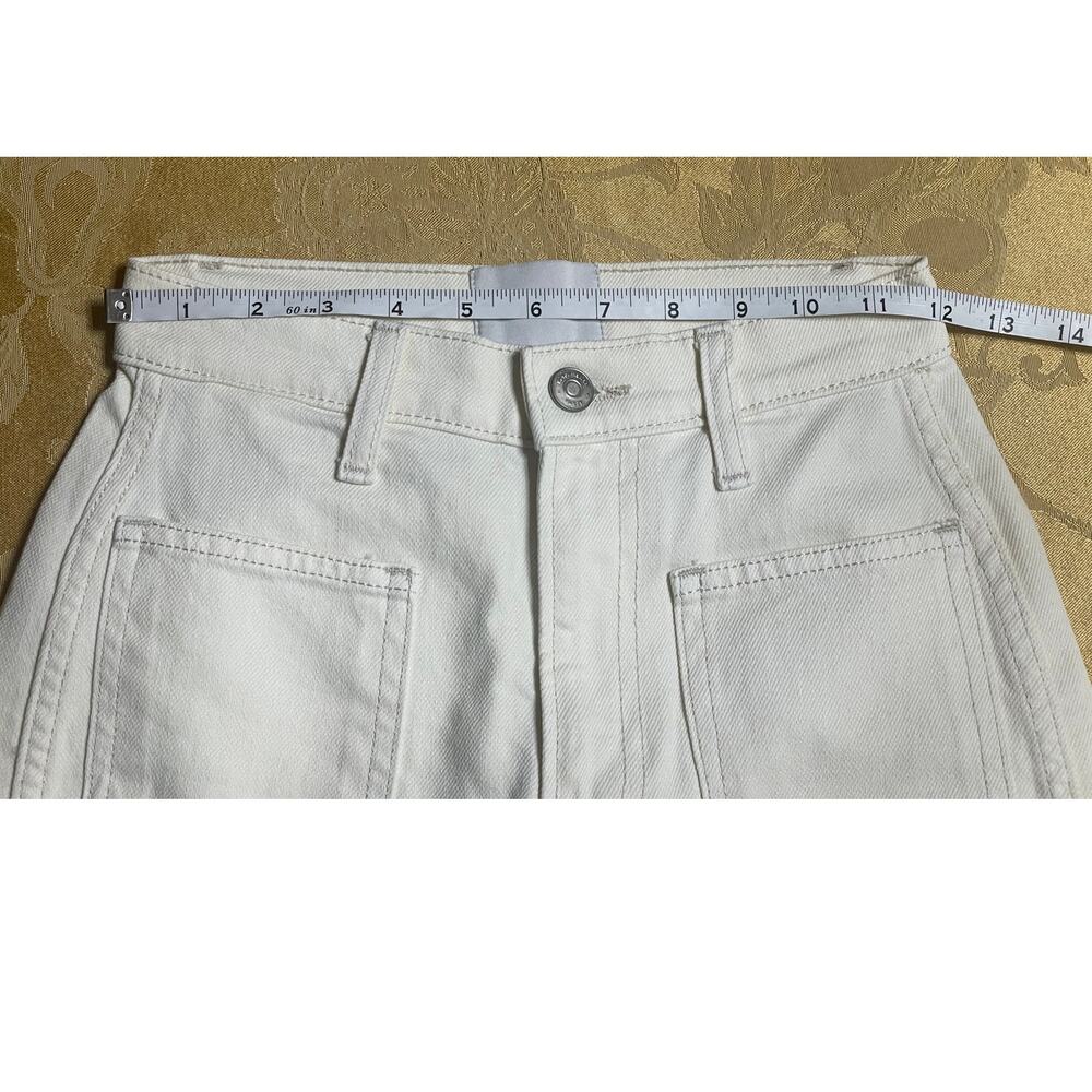 Reformation Size 23 Womens Jeans White Alyssa Stretch HighRise Wide Leg Cropped - Picture 10 of 12